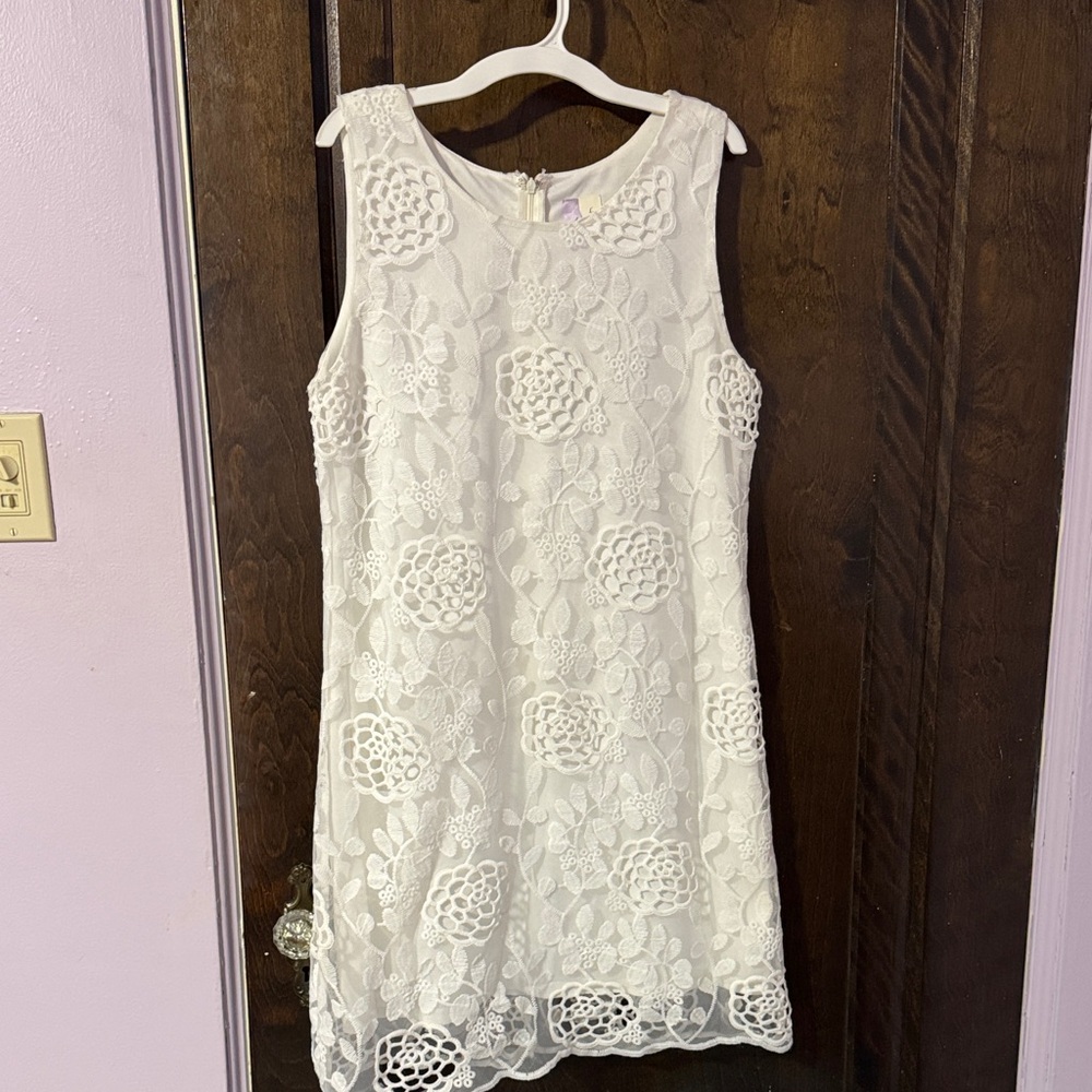Olga White Floral Lace Mini Dress